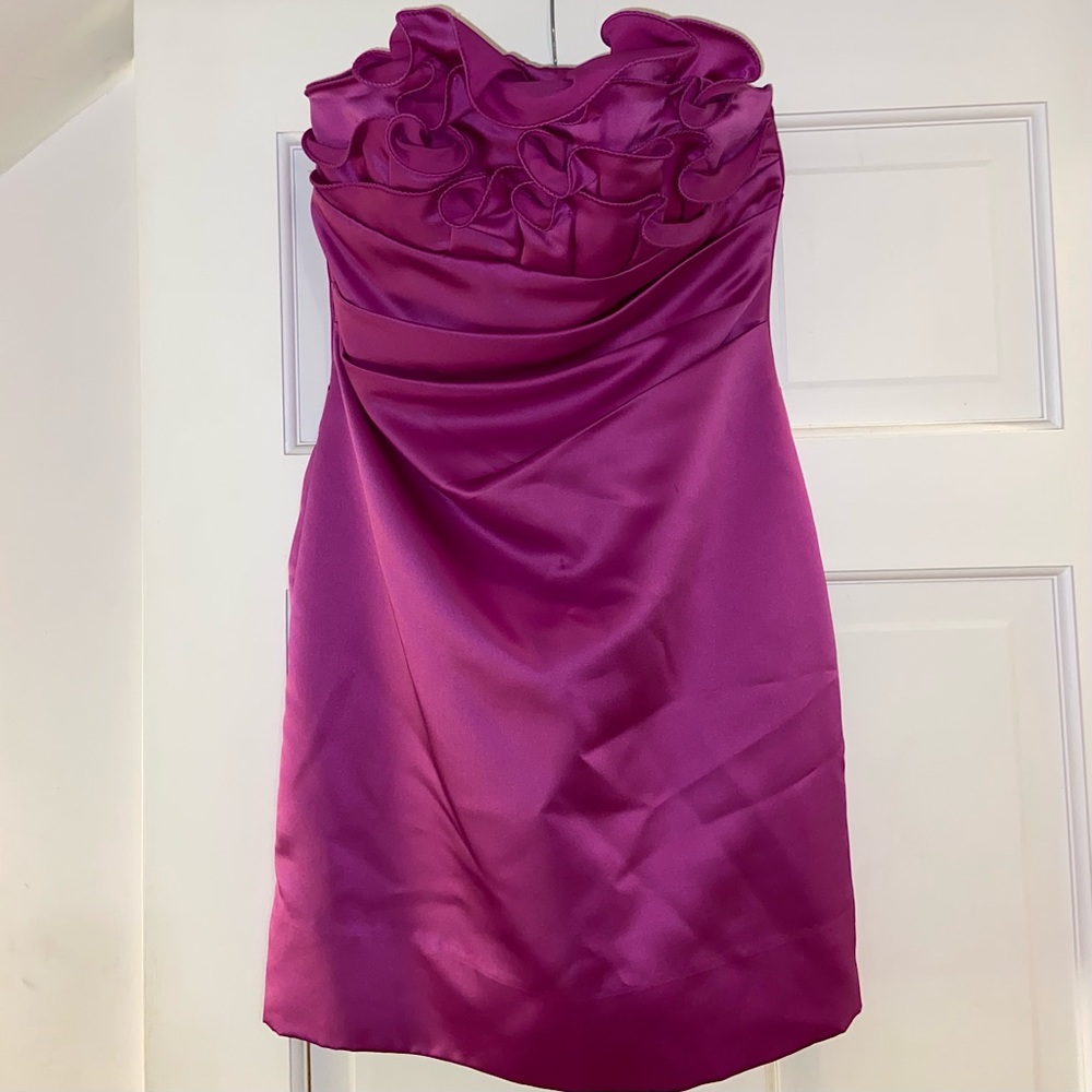 Beautiful Phoebe Couture Strapless Party Dress in Fuchsia